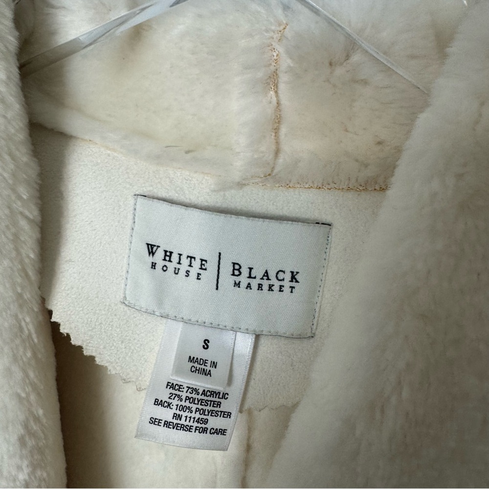 WHBM Faux suede and sherling jacket winter shite size small - Picture 2 of 3